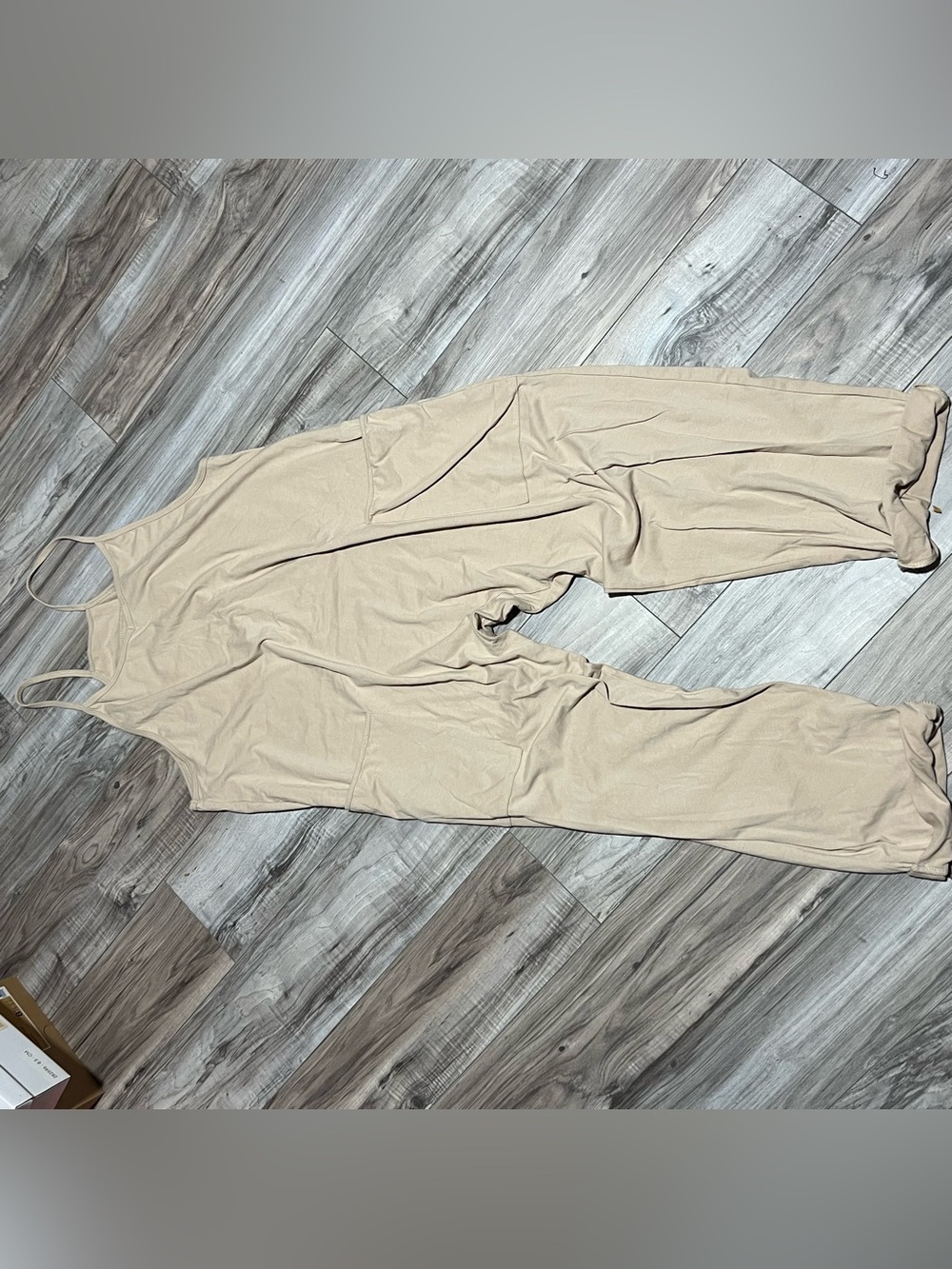 Women's Tan Sleeveless Jumpsuit with Adjustable Straps #0026